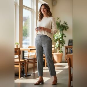 Banana Republic Women's Black Plaid Trousers